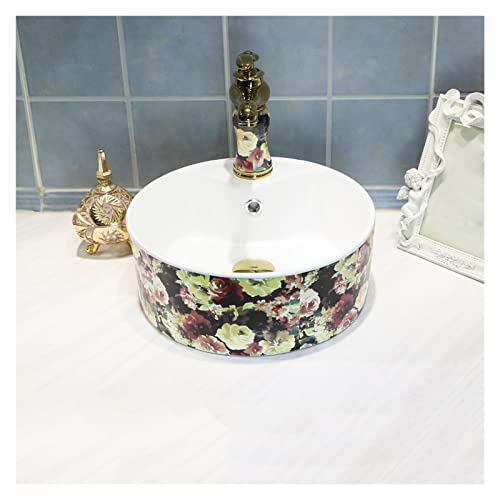 Aus dem waschbecken. Keramik-Porzellan-Waschbecken, Badezimmer-Waschbecken, 36,6 x 36,6 x 14,9 cm, mehrfarbig(B) von IMGASDCSD
