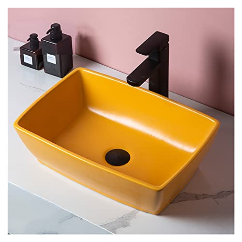 Aus dem waschbecken. Keramik-Porzellan-Waschbecken 16,1 x 16,1 x 5,5 Zoll mit Wasserhahn-Pop-Up-Abfluss-Arbeitsplatte(B) von IMGASDCSD