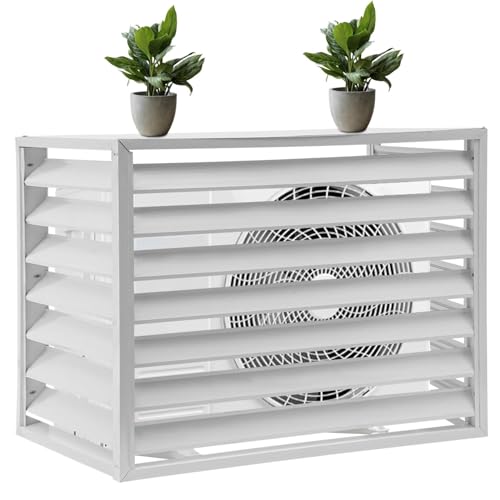 Ausstellhalter, außenanlagen und eine klimaanlage. Klimaanlagenabdeckung aus Aluminiumlegierung for Außengeräte, 4-seitiger Schutz(White,1.5P:100X50X70) von IMGASDCSD