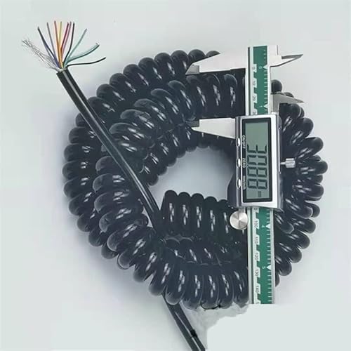 Den kabeln. 10-adriges 26AWG-Federspiral-Teleskopkabel, dehnbar, 1–15 Meter, schwarzes Schirmkabel(Stretch 7 meter) von IMGASDCSD