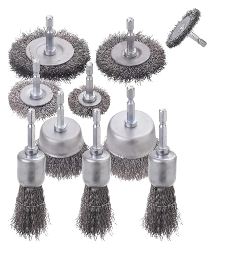Edelstahlbürsten, stahlbürsten, 1/4 Zoll Sechskantschaft Drahtbürste Rad Topfbürstensatz 10er Pack Drahtbürste for Bohrmaschinen 0,012 Zoll grob(10pcs) von IMGASDCSD