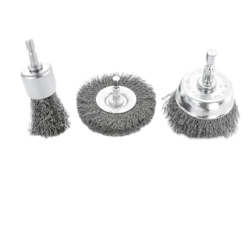 Edelstahlbürsten, stahlbürsten, 1/4 Zoll Sechskantschaft Drahtbürste Rad Topfbürstensatz 10er Pack Drahtbürste for Bohrmaschinen 0,012 Zoll grob(3pcs) von IMGASDCSD