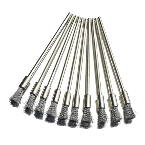 Edelstahlbürsten, stahlbürsten, 10/30/50 Stück Stiftdraht, 100 mm, 3,0 mm, rund, langer Schaft, Stahl, Reinigungsende, Drehwerkzeug, Edelstahl, Messingbürste(10pcs) von IMGASDCSD