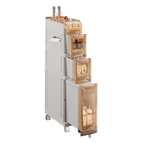 Eine badezimmerschrank. Aufbewahrungsturm, Toiletten-Waschtisch, Badezimmerschrank, 4 Ebenen, weiß, mit ausziehbaren Schubladen(4 Tier) von IMGASDCSD