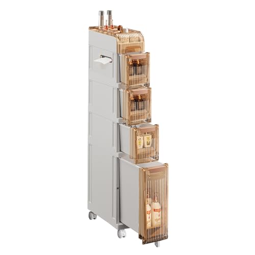 Eine badezimmerschrank. Aufbewahrungsturm, Toiletten-Waschtisch, Badezimmerschrank, 4 Ebenen, weiß, mit ausziehbaren Schubladen(5 Tier) von IMGASDCSD
