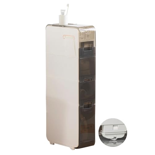 Eine badezimmerschrank. Schmaler, weißer Kunststoff, 3- und 4-stöckig, 1er-Pack(4 Tier) von IMGASDCSD