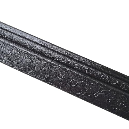 Hornstreifen, bodenbänder, Stock-Fußleisten-Sockelleisten-Ordnungs-selbstklebender NBR-Schaum, der 2.3mx 3,93 Zoll formt(Black) von IMGASDCSD
