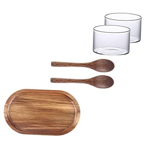 1 Satz Tablett Aus Akazienholz Teetablett Aus Holz Rechteckige Partyplatten Tabletts Für Couchtisch Essensteller Mini-laibpfanne Utensilienablage Snack Nachtisch Glas Dessertteller von IMIKEYA