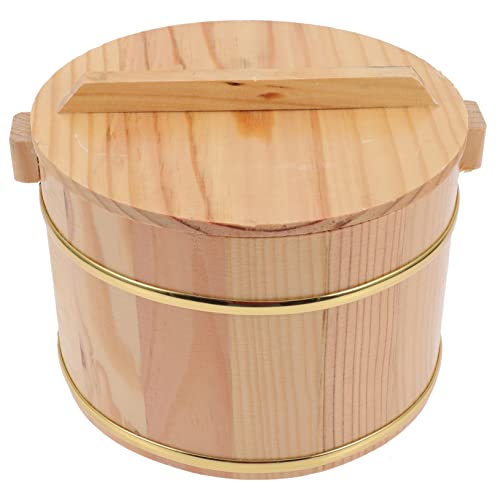 IMIKEYA 1satz Holz-reisbehälter Mit Deckel Dampfgarer Für Hause Mit Edelstahl-innentank Praktisches Küchenzubehör Zur Nahrungsmittelaufbewahrung Und Zubereitung von IMIKEYA