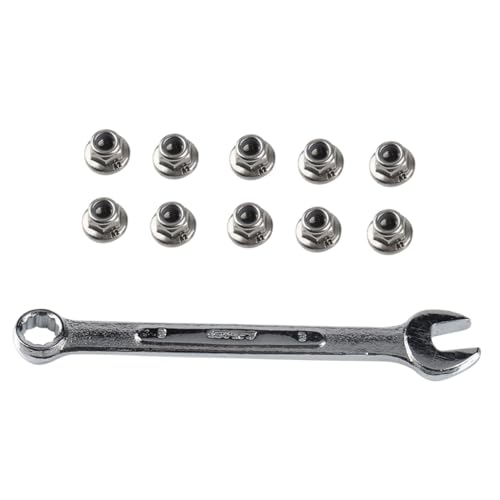 IMIKEYA 10 Stück Teiliges Edelstahl Flansch Selbstsichernde Sechskantmuttern mit Integriertem Flansch zur Vibrationshemmung Inklusive Schraubenschlüssel für Auto und Maschinenbau von IMIKEYA