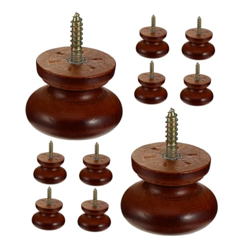 IMIKEYA 10 Stück Teiliges Runde Massivholz-schubladengriffe Selbstschneidend für Einfache Montage Braune Holzknöpfe für Kommoden Küchenschränke Kleiderschränke Vielseitig und Langlebig von IMIKEYA