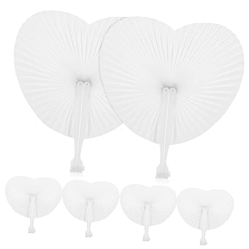 IMIKEYA 12 Stück Herzförmiger Papierventilator Hochzeitsfans Für Gäste Braut- Lüfter Form Falten Whitepaper-fans Herzensfans Papierfans Hochzeitspapier-fans Faltbare Ventilatoren Weiß von IMIKEYA
