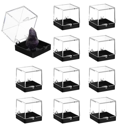 IMIKEYA 12 Stück Mineralien Aufbewahrungsbox: 3,5 cm kleine Display Box Mineralien und Steine Aufbewahrung Box - quadratische Plastik Edelsteine Aufbewahrungsbox Setzkasten für Sammlung von IMIKEYA