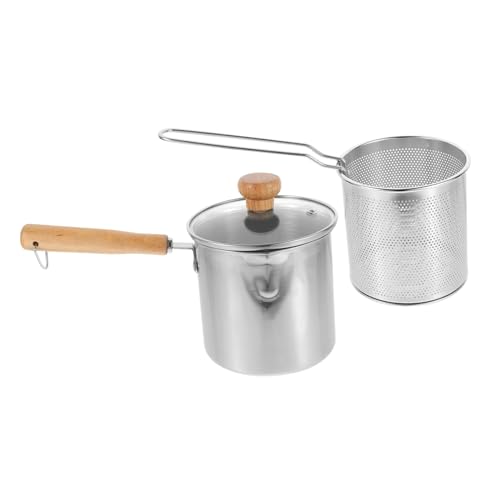 IMIKEYA 1Satz Fritteuse mit Glasdeckel und Frittierkorb Antihaftbeschichteter Frittierbraten Topf für Induktion Ergonomischer Griff Einfache Kapazität von IMIKEYA