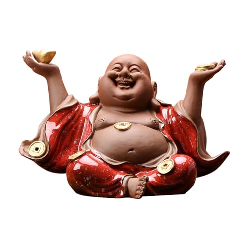 IMIKEYA 1stk Maitreya-Buddha-Ornamente Buddha-Statue Kleine Mönchsstatue Feng-Shui-dekor Lachende Buddha Figur Meditierender Buddha Buddhist Armaturenbrett Zisha-Keramik Baby Esstisch von IMIKEYA