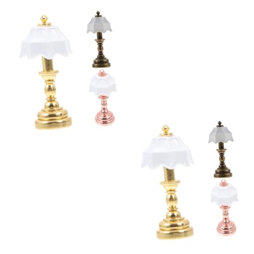 IMIKEYA 2 Sätze Mini-schreibtischlampenmodell Solar- Tischplatte Nachttischlampe Miniatur Miniatures Stilvolle Tischlampen Mikro-landschaftsmöbel Mini-hauslampe Metall 3 Stück * 2 von IMIKEYA