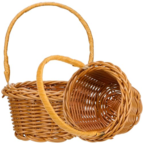 IMIKEYA 2 Stk Einkaufskorb Hochzeitskorb Picknickkorb Weidengeflecht Geflochtener Blumenkorb Handgemachter Kleiner Korb Mini-osterkörbchen Dekokorb Körbe Rattanimitat Herbst Korb Aus Holz von IMIKEYA