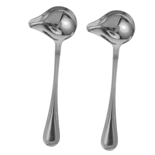 IMIKEYA 2 Stück Edelstahl Saucenlöffel mit Ergonomischem Entenschnabel Design für Fettarmes Kochen Hitzebeständig Spülmaschinenfest für Suppen Dressings Bratensoßen und Hotpot von IMIKEYA