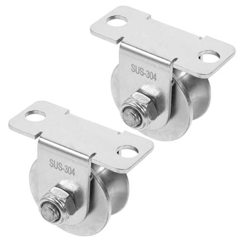 IMIKEYA 2 Stück Edelstahl Seilrolle Wandmontage mit U förmiger Nut Leise Laufrolle mit Innenlager für Schiebetüren und Seilzugsysteme von IMIKEYA