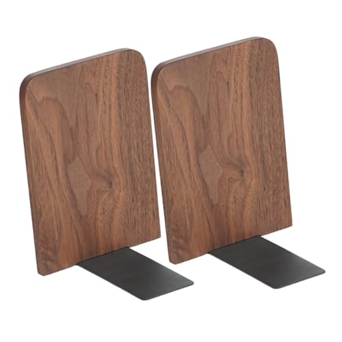 IMIKEYA 2 Stück Schwarze Buchstützen aus Walnussholz Stabile Desktop Buchhalter für Büro und Zuhause Dekorative Buchorganizer für Bücher Dateien und Magazine Schreibtisch und Regal von IMIKEYA