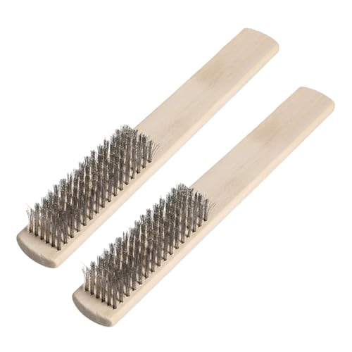IMIKEYA 2 Stück Stahlbürsten mit Holzgriff Langlebige Edelstahl drahtbürste für Intensive Reinigung Ergonomischer Griff Hohe Ermüdungsresistenz für Schwer Zugängliche Stellen von IMIKEYA
