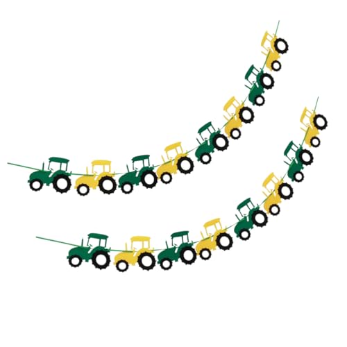 IMIKEYA 2 Stück Teiliges DIY Festival Banner mit Kreativen Filzbezogenen Baustellenfahrzeugen Detailreiches Kinderparty Dekor für Wände Fenster und Türen Sichere Leinenmaterialien von IMIKEYA