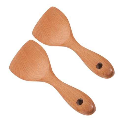 IMIKEYA 2 Stück Teiliges Holzlöffel mit Dickem Griff Natürlicher Holz Küchenlöffel Hitzebeständig Vielseitig zum Reisservieren Rühren und Kochen Geeignet für Reiskocher und Kartoffelsalate von IMIKEYA