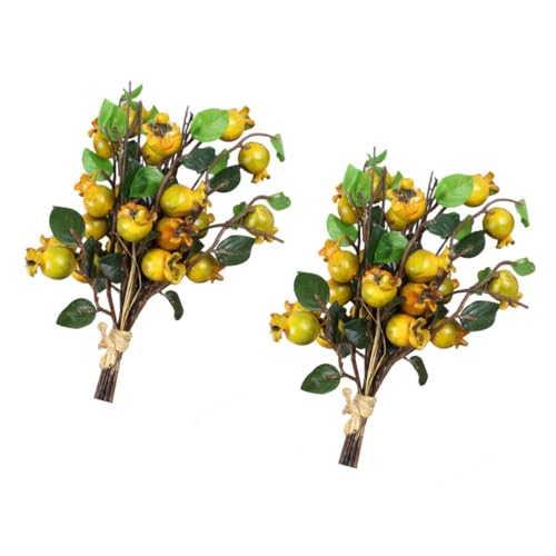 IMIKEYA 2 Stück Teiliges Künstliches Granatapfel dekobouquet Realistisches Langlebiges Blumenarrangement für Hochzeitsdeko Party Wohn Bürogestaltung Natürliches Aussehen Pflegefrei von IMIKEYA