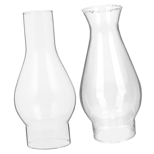 IMIKEYA 2 Stück Teiliges Öllampenschornstein aus Glas Hitzebeständig und Winddicht Ersatz für Petroleumlampe Nostalgischer Lampenschirm für Kerosin Öllampen Einfach zu Montieren von IMIKEYA