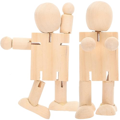 IMIKEYA 2 Stücke DIY Holzfiguren zum Bemalen Basteln Gliederpuppe Tortenfiguren Holz Figurenkegel Figuren Holzkegel Holzpuppen Gelenkpuppe für Kinder Bastelset Feengarten Deko Miniatur Ornamente von IMIKEYA