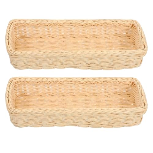 IMIKEYA 2 Stück Besteckkorb Rattan Handgefertigter Besteck Korb Rechteckig für Küche Hotel Gastronomie Besteck Organizer, 25x10x5 cm von IMIKEYA