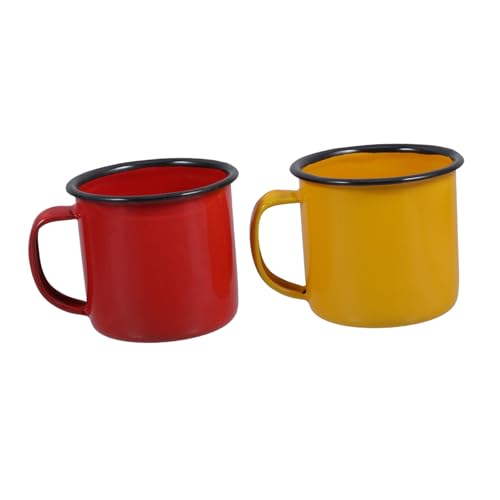 IMIKEYA 2st Farbiger Emailbecher Blechtasse Retro Metallbecher Campingbecher Vintage Trinkgläser Trinkbecher Teebecher Camp-kaffeetasse Camping-kaffeetassen Kind Einstellen Herbst Emaille von IMIKEYA