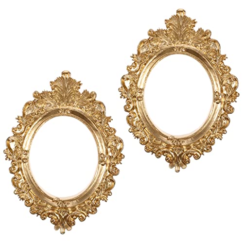 IMIKEYA 2st Harzdekoration Stickrahmen Goldverzierter Rahmen Kantiger Rahmen Salon Schmuck-display-rahmen Streifen Wandbehänge Mini-bilderrahmen Spiegel Für Die Wand Stand Anzeige Golden von IMIKEYA