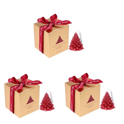 IMIKEYA 3 STK Weihnachtsbaumkerzen Weihnachts präsente Candles Aromakerze weihnachtliche Duftkerze Wohnzimmerdekor handgefertigte Wachskerze -Wachs-Material rot von IMIKEYA