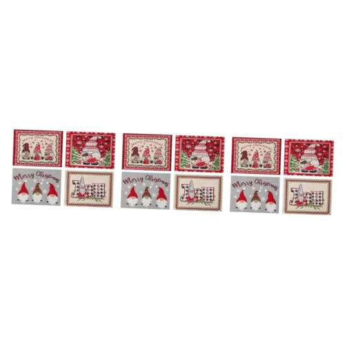 IMIKEYA 3 Sätze Weihnachts-tischsets Weihnachts Platzsets Weihnachts Platzdeckchen Restaurant-Geschirr-Matte Weihnachts-platzdeckchen Weihnachtsdeko Tischset Mit Gnomenmuster 4 Stück * 3 von IMIKEYA
