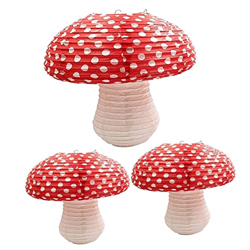 IMIKEYA 3 Stück Teiliges Pilz Papierlaternen Rote Hängende Lampions für Kindergeburtstag Kindergarten Partydeko Stabile Papier Konstruktion Leuchtende Farben Garten und IMIKEYA 3 Stück Teiliges Pilz Papierlaternen Rote Hängende Lampions für Kindergeburtstag Kindergarten Partydeko Stabile Papier Konstruktion Leuchtende Farben Garten und von IMIKEYA