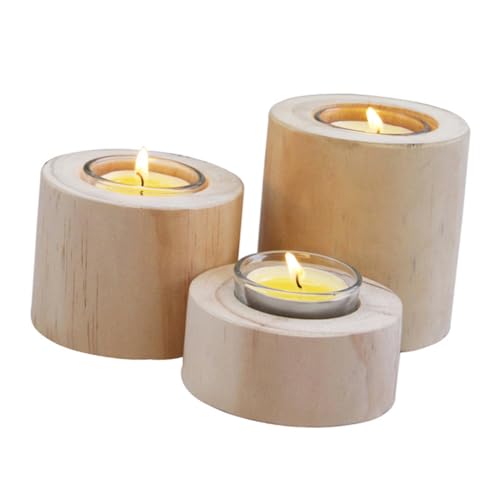 IMIKEYA 3stücke Kerzenhalter Aus Holz Für Candlelight Dinner Dekoration Zuhause Wohnzimmer Schlafzimmer Tischzierate von IMIKEYA
