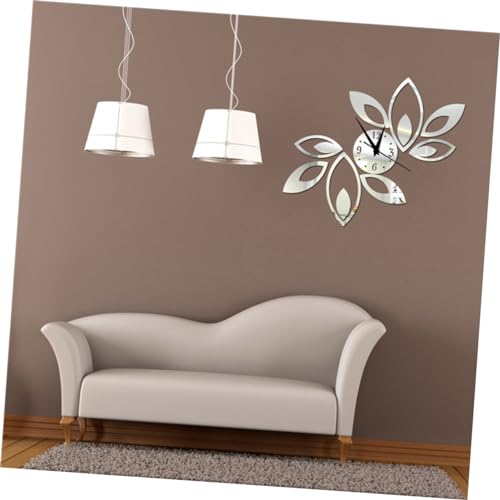 IMIKEYA 3D Spiegel Aufkleber Acryl Blatt Wanduhr Silber Für Wohnzimmer IMIKEYA 3D Spiegel Aufkleber Acryl Blatt Wanduhr Silber Für Wohnzimmer von IMIKEYA
