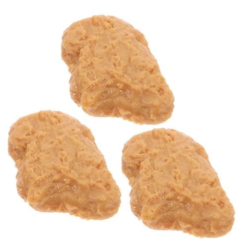 IMIKEYA 3St Simuliertes Chicken-Nugget-Modell Fleisch Requisiten gefälschte Hühnerrequisiten Kunstgeflügel Modell Gefälschte Chicken Nuggets künstliche Nahrung Anzeige Essen PVC Brown von IMIKEYA