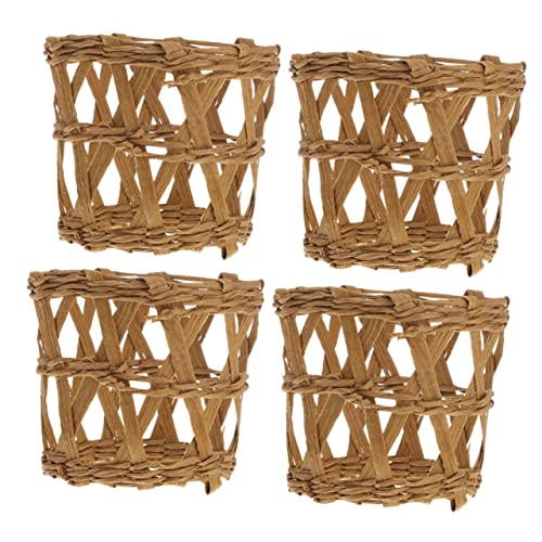 IMIKEYA 4 Stück Getränkehalter Flaschenabdeckung Rattan gewebte Schalenabdeckungen Becherhalter Korbgeflecht Glas Vasenhalter Schutzkappe Schutzhülle Stifthalter Stroh von IMIKEYA