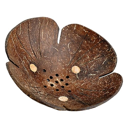 IMIKEYA 4 Stück Holz Seifenschale mit Abtropfgitter Kreativer Haushalts Seifenhalter aus Kokosnussschale Druckfester Wasserabweisender Seifenbehälter für Bad und Küche Dekorativer Tisch von IMIKEYA