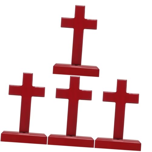 IMIKEYA 4 Stück Kreuzverzierung Wohnkultur Desktop-Kreuz kreuzförmiges Dekor Sammelkreuz heiliges Kreuz aus Holz Kreuzdekor hölzern Geometrie Zubehör schmücken Ornamente von IMIKEYA