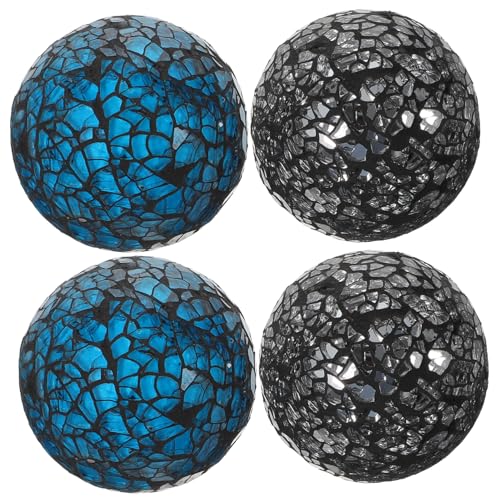 IMIKEYA 4 Stück Mosaikkugeln Glas Dekorative Kugeln Blau Schwarz Modernes Tisch und Heimdekor Für Hochzeit Fest Innen und Außendekoration von IMIKEYA