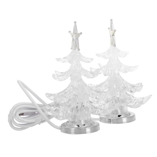 IMIKEYA 4 Stück Nachtlicht Acryl-weihnachtsbaum Geführt Led-schreibtischlampe Mini-schreibtisch-weihnachtsbaum Weihnachtsbaum Schreibtischlampe Led Usb Schreibtisch Weihnachtsbaum Silver von IMIKEYA