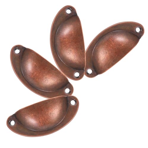 IMIKEYA 4 Stück Retro Stil Schubladengriffe aus Eisen Antike Muschelgriffe für Medizinschrank Kommode und Möbel Rote Bronze Vielseitige Anwendung für Schubladen und Schränke von IMIKEYA