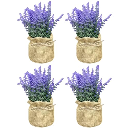 IMIKEYA 4 Stück Lavendel-Ikebana-Vasen Botanisches Dekor Mini-Blumenstrauß Künstliche Lavendel-Topfblumenarrangements Grünes Dekor Künstlicher Lavendel-Kunststoff-Orchideenpflanze von IMIKEYA