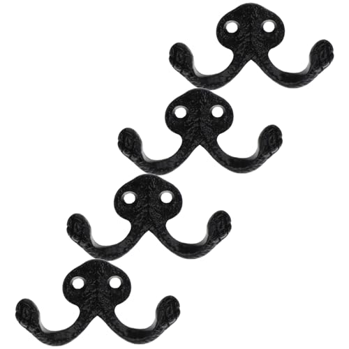 IMIKEYA 4 Stück Teiliges Schwarze aus Zinklegierung Rustikaler Vintage Garderobenhaken Robust und Vielseitig für Badezimmer Tür Mantel Handtuch Platzsparend und Langlebig von IMIKEYA
