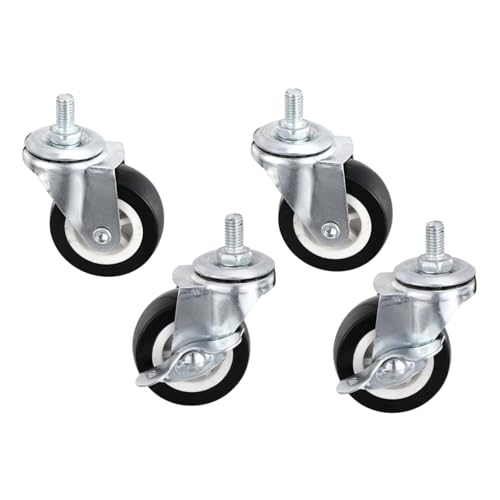IMIKEYA 4 Stück Teiliges Schwerlast Lenkrollen mit Schraubgewinde Drehbar Geräuschlos Möbelrollen mit Bremse für Palettenmöbel Kleine Möbel und Werkbänke von IMIKEYA