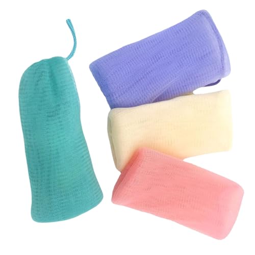 IMIKEYA 4 Stück Teiliges Seifensäckchen mit Aufhängeschlaufe Mesh Seifenbeutel zur Schaumbildung und Aufbewahrung Sanftes Peeling Schnelltrocknend Passend für Feste Seife Beim Duschen Bad von IMIKEYA