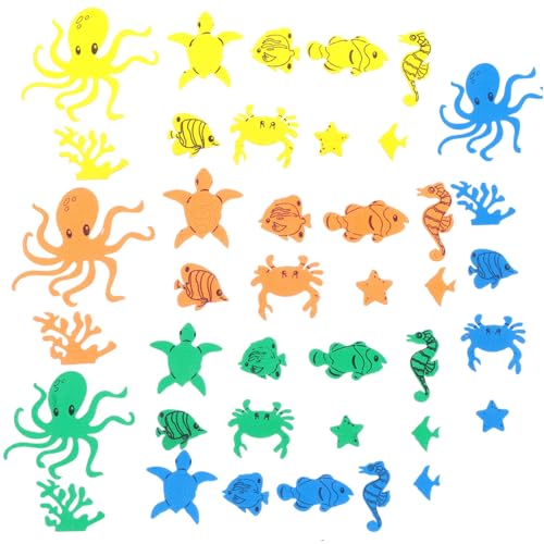 IMIKEYA 44 Stück Teiliges Eva schaumstoff Wandsticker Meeresbewohner mit Krabbe Schildkröte und Bunte Praktische Bad deko für Kinderzimmer Badezimmer Kindergarten Zufällige Farbe von IMIKEYA